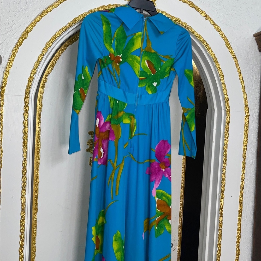 Vintage Tori Richard Honolulu | 60s/70s Orchid Hawaiian Floral | Size 8 - Picture 5 of 9